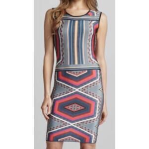 Aaron Ashe Small Montana Sheath Mini Dress Gray Marrakech Print Sleeveless